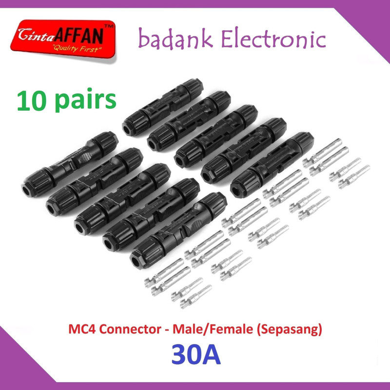 10 pairs MC4 Connector (1 to 1) sepasang M/F 1000V Solar Panel Surya